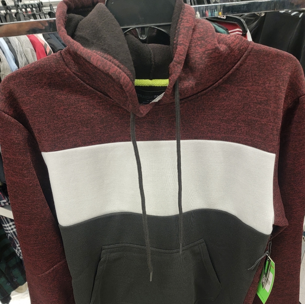 Straight faded,  hoodie  ,black white and  burgundy color